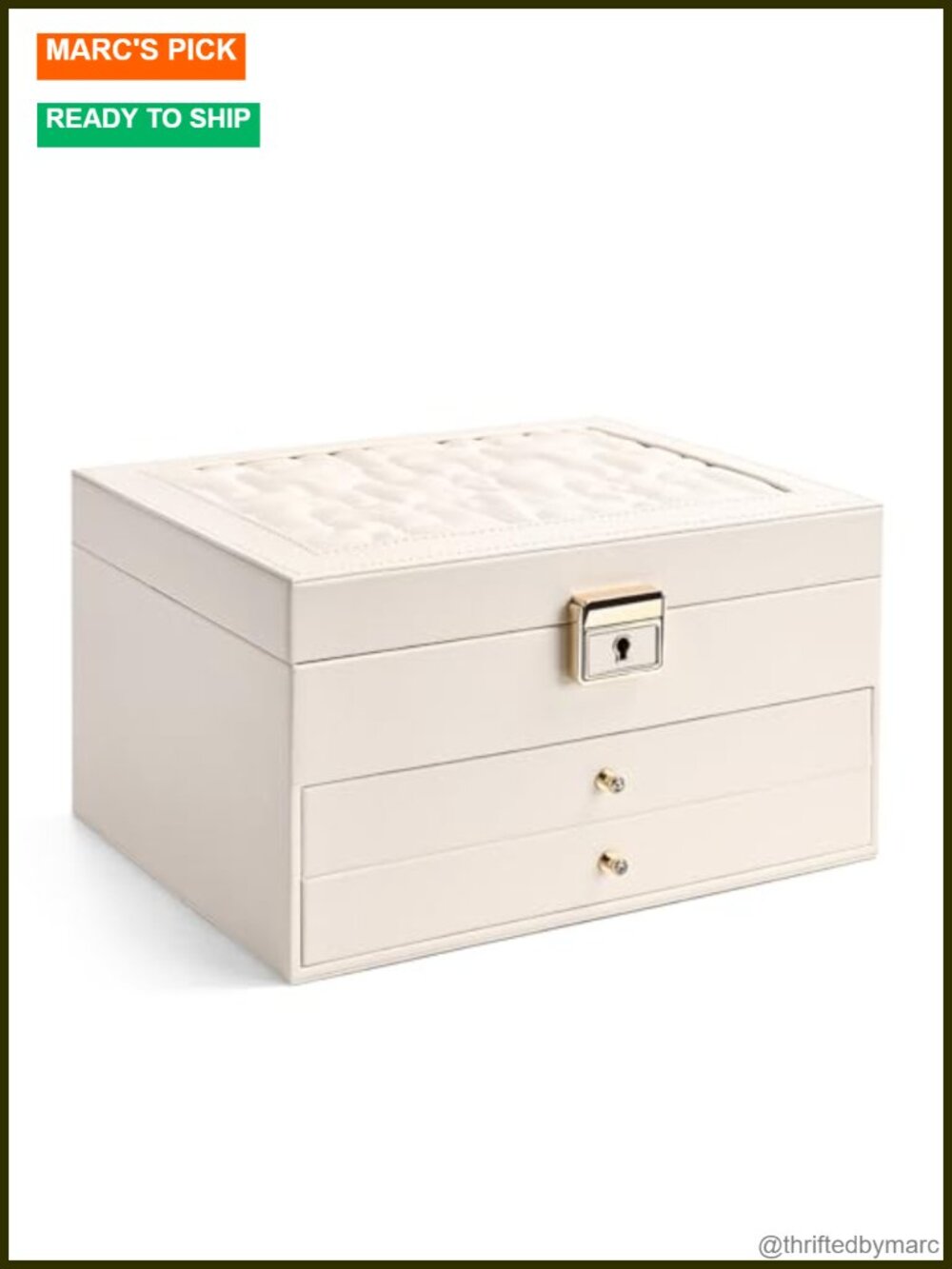 Jewelry Organizer Box 3 Layers with Lid Lock Necklace Ring Earring Storage
